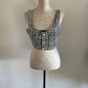 Forever 21 cropped black and white bralette with pearl buttons.  Size small.